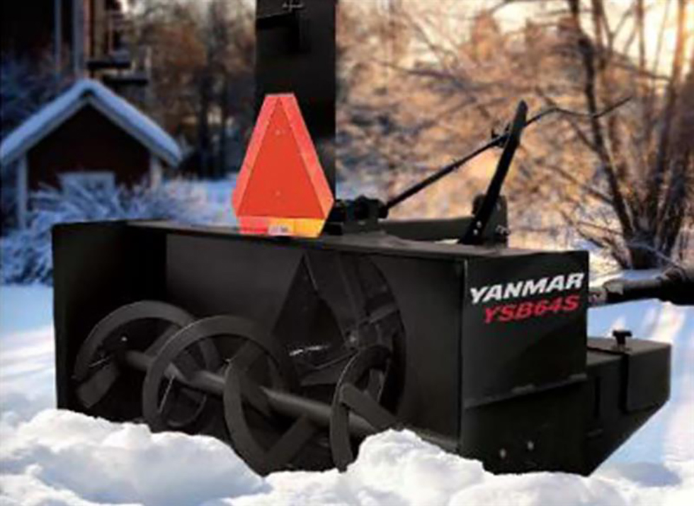 yanmar rear mount snowblower in woods