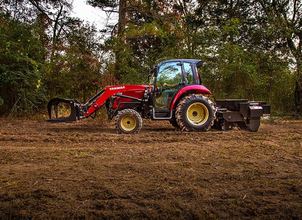 yanmar yt 359 compact tractor profile in dirt