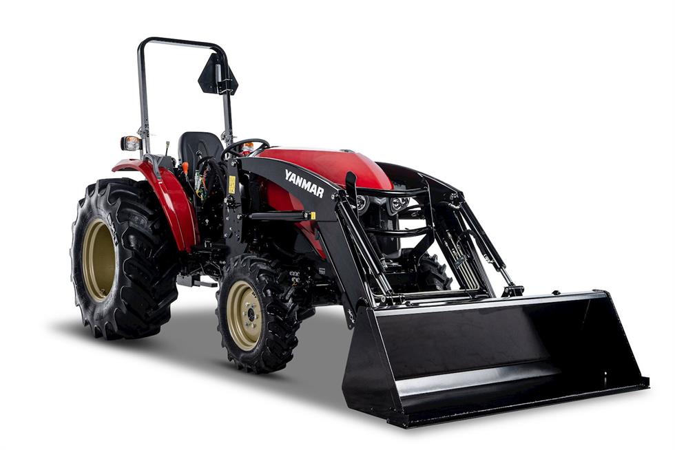 red yanmar compact tractor right quarter angle