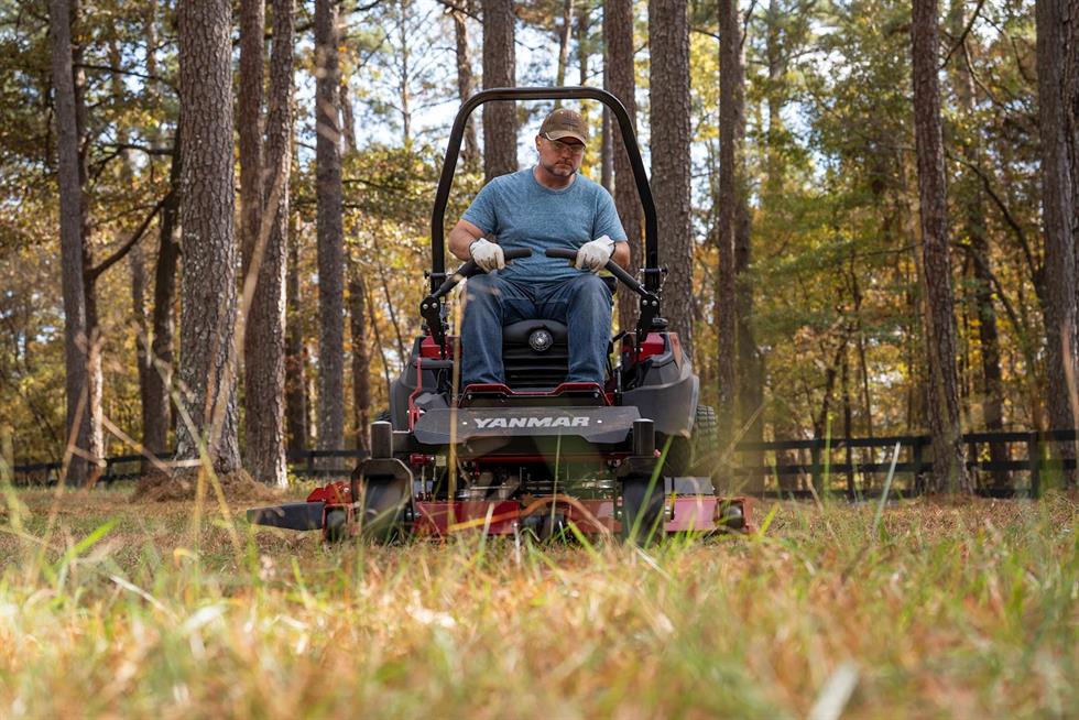 man mowing on a Yanmar YZ460 Zero-Turn Radius Mower