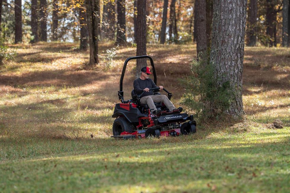 man mowing with a Yanmar YZ360 Zero-Turn Radius Mower